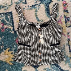 Maeve Black and White Houndstooth Blouse